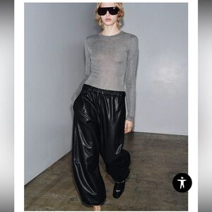 Zara Black Faux Leather Pants